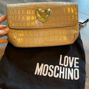 New Love Moschino Leather Snakeskin Clutch Handbag